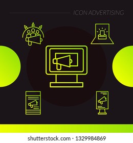 Trendy flat line icon pack for Advertising. Icons for business, marketing vector Illustration