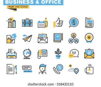 Trendy flat line icon pack for designers and developers. Icons for business, office, company information and services, communication and support, for websites and mobile websites and apps. 