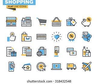 Trendy flat line icon pack for designers and developers. Icons for shopping, e-commerce, m-commerce, delivery, for websites and mobile websites and apps. 