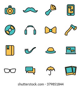 Trendy flat line icon pack for designers and developers. Vector line hipster set