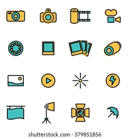 Trendy flat line icon pack for designers and developers. Vector line photo set