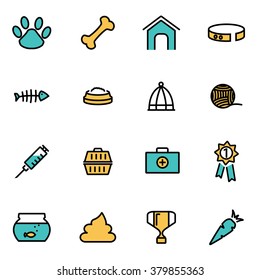 Trendy flat line icon pack for designers and developers. Vector line pet set