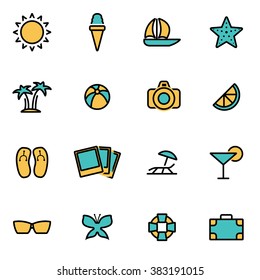 Set Beach Flat Square Icons Long Stock Vector (Royalty Free) 255664462 ...