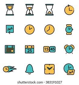 Trendy flat line icon pack for designers and developers. Vector line time set