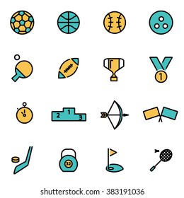 Trendy flat line icon pack for designers and developers. Vector line sport set