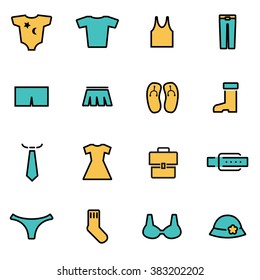 Trendy flat line icon pack for designers and developers. Vector line clothes icon set