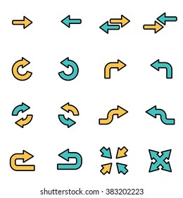 Trendy flat line icon pack for designers and developers. Vector line arrows icon set