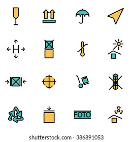 Trendy flat line icon pack for designers and developers. Vector line marking of cargo icon set