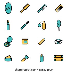 Trendy flat line icon pack for designers and developers. Vector line cosmetics icon set