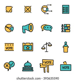 Trendy flat line icon pack for designers and developers. Vector line election icon set