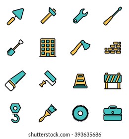 Trendy flat line icon pack for designers and developers. Vector line construction icon set