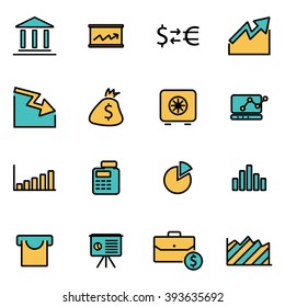 Trendy Flat Line Icon Pack For Designers And Developers. Vector Line Economic Icon Set