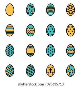 Trendy flat line icon pack for designers and developers. Vector line easter icon set