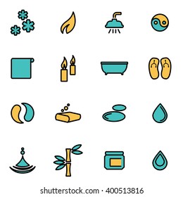 Trendy flat line icon pack for designers and developers. Vector line spa icon set