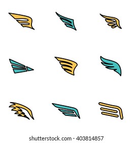 Trendy flat line icon pack for designers and developers. Vector line wing icon set