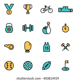 Trendy flat line icon pack for designers and developers. Vector line sport icon set