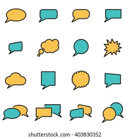 Trendy Flat Line Icon Pack For Designers And Developers. Vector Line Speach Bubbles Icon Set.