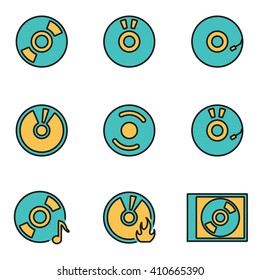 Trendy flat line icon pack for designers and developers. Vector line cd icon set