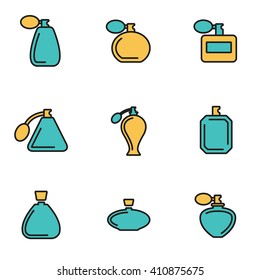 Trendy flat line icon pack for designers and developers. Vector line perfume icon set
