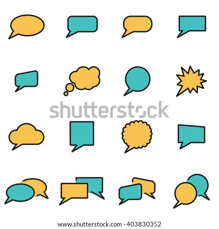 Trendy flat line icon pack for designers and developers. Vector line speach bubbles icon set.