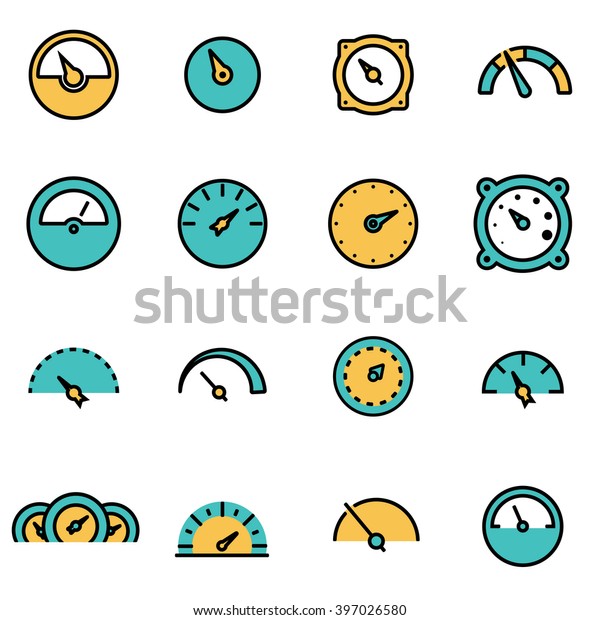 Trendy flat line icon pack for designers and\
developers. Vector line meter icon\
set