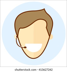 Trendy flat line support service icon. Colored flat design illustration.