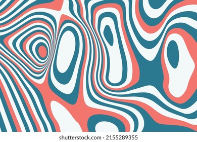 Trendy flat liquid wave spots background optical illusion concept in retro style