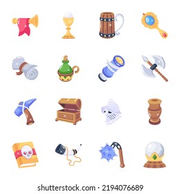 Trendy Flat Medieval War Icons

