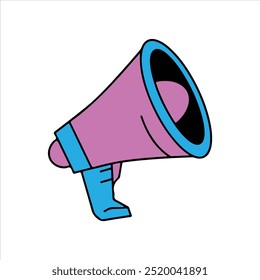 Trendy Flat Megaphone Aufkleber Vektorgrafik