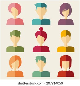 trendy flat people icons