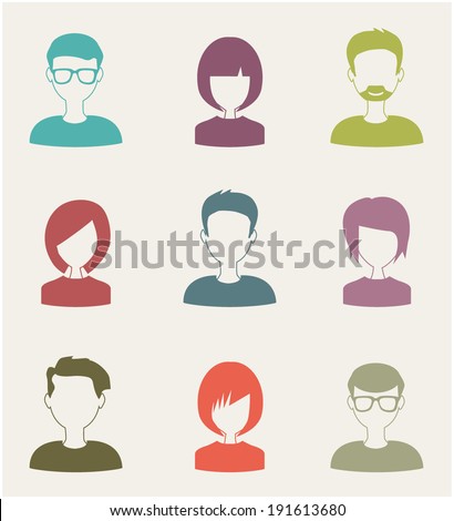 trendy flat people icons