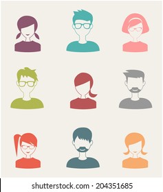 trendy flat people icons set 3