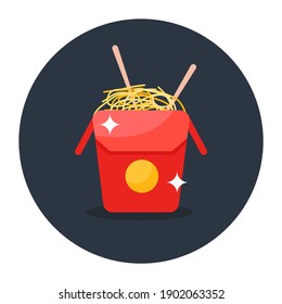 
A trendy flat rounded icon of noodles pack 