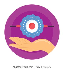 A trendy flat rounded icon of rakhi band 