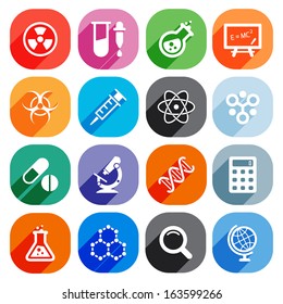 Trendy Flat science icons. Vector illustration