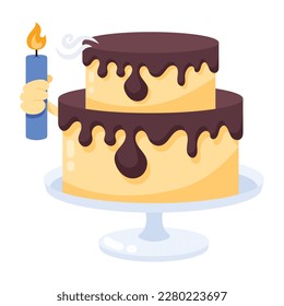 Trendy flat sticker of birthday cake 