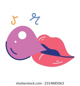 Trendy flat sticker of blowing bubble 