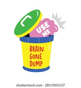 Trendy flat sticker of brain dump for clearing negative thoughts.