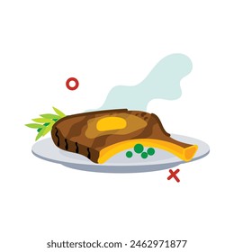 Trendy flat sticker of butter steak 