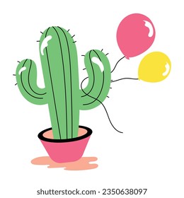 Trendy flat sticker of cactus plant 