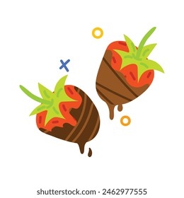 Trendy flat sticker of chocolate dipped strawberries 