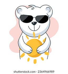 Trendy flat sticker of cool bear 