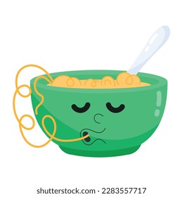 Trendy flat sticker of a cute noodles bowl 