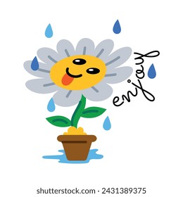 Trendy flat sticker depicting spring rain 