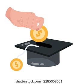 Trendy flat sticker depicting tuition fee 