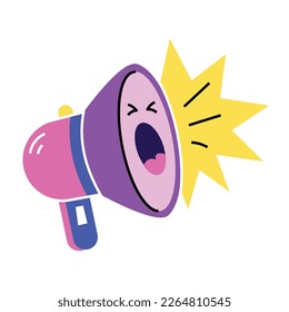 Trendy flat sticker design of megaphone 