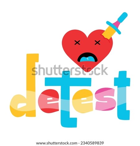 Trendy flat sticker of detest 