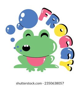 Trendy flat sticker of frog emoji 