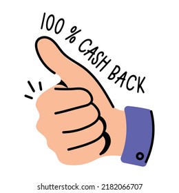 Trendy flat sticker icon of thumbs up 