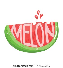Trendy flacher Aufkleber Symbol Wassermelonen Slice 